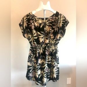 Black Palm Tree Printed Mini Dress, Size (L)